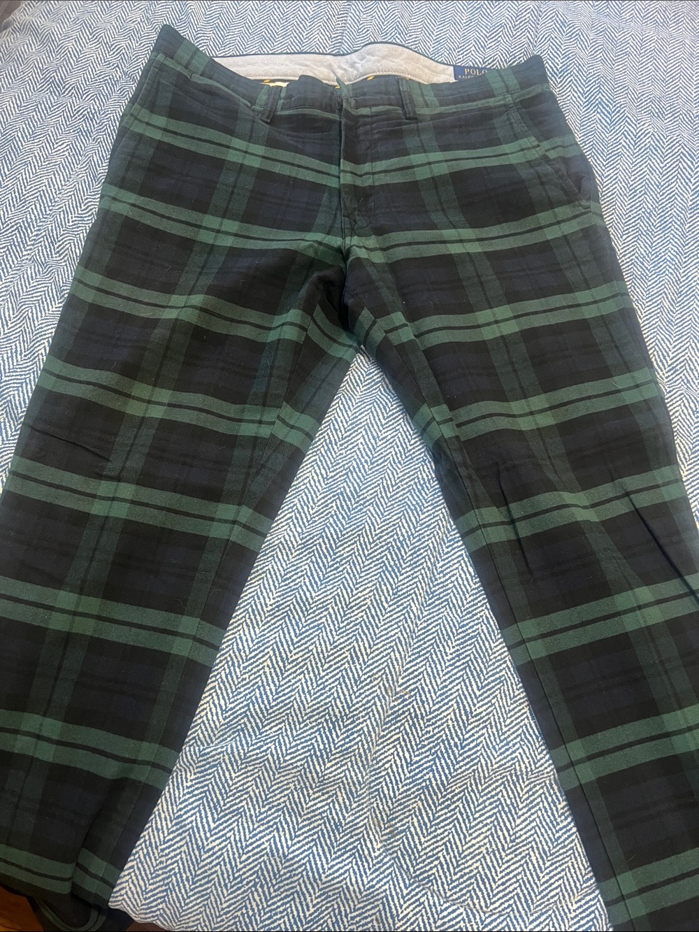 Polo by Ralph Lauren Black and Green Plaid Men's Pants